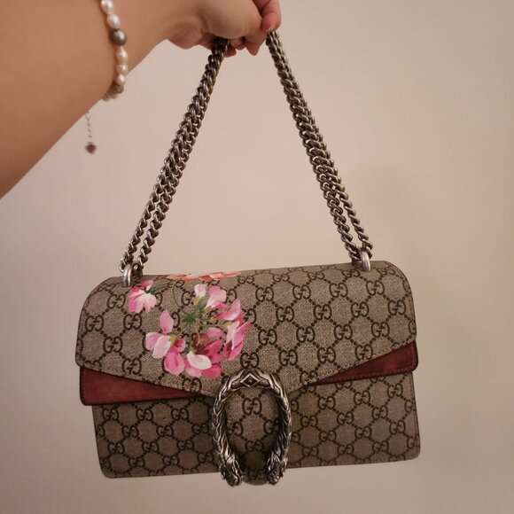 Gucci Blooms Medium Dionysus Shoulder Bag Red Cherry Blossom Canvas Suede - Picture 8 of 12